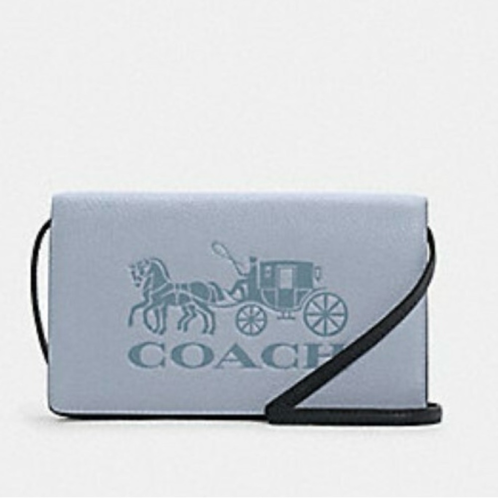 Anna Foldover Crossbody Clutch With Horse And Carriage